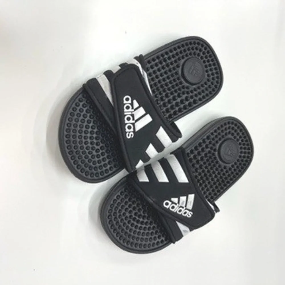 Adidas Adissage Kids Slides‎ Black White Massage Sandals F35584 Size 11K